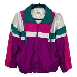 Vintage Bocoo Tracksuit Womens Size Medium Colorblock Lined Nylon Windbreaker90s